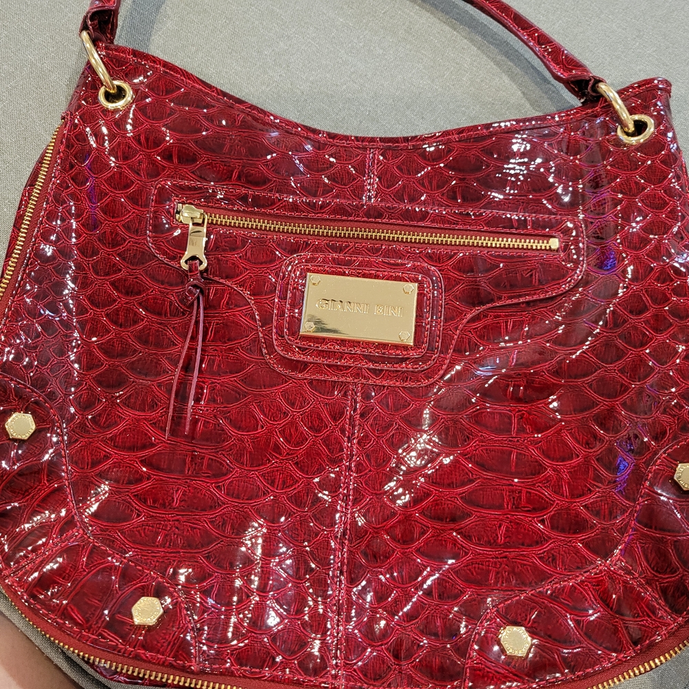 Brahmin Red Crocodile Embossed Shoulder Bag
